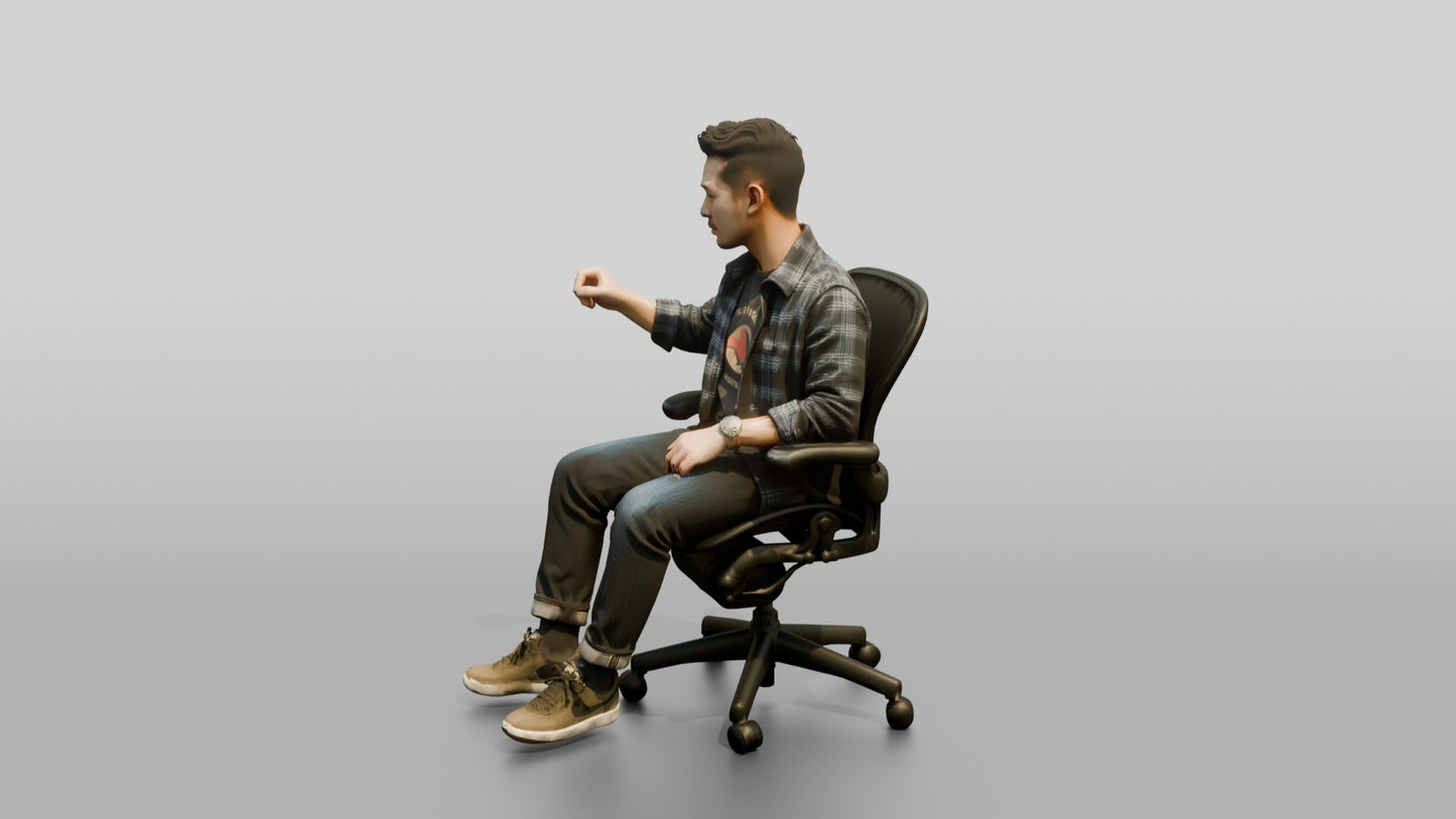Man Gesturing from an Office Chair