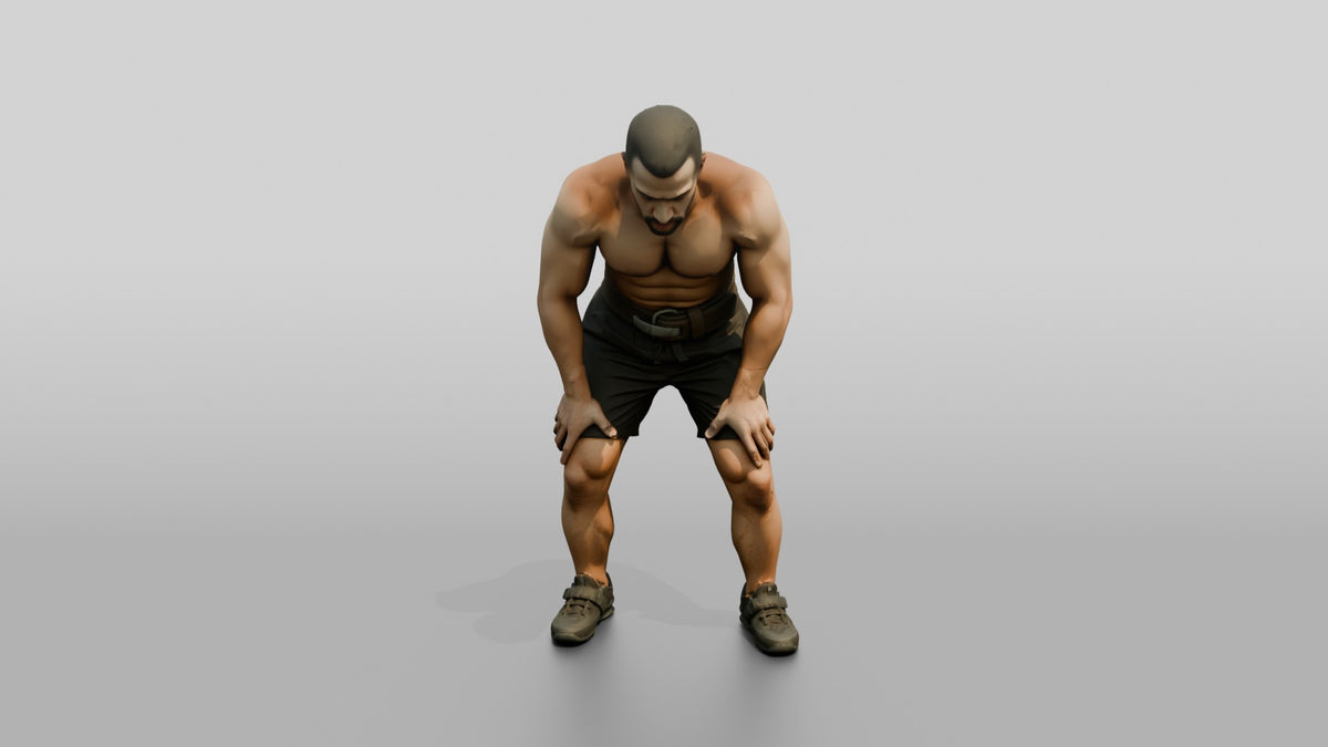 Man Resting After Heavy Lift - 3D character model, view 5