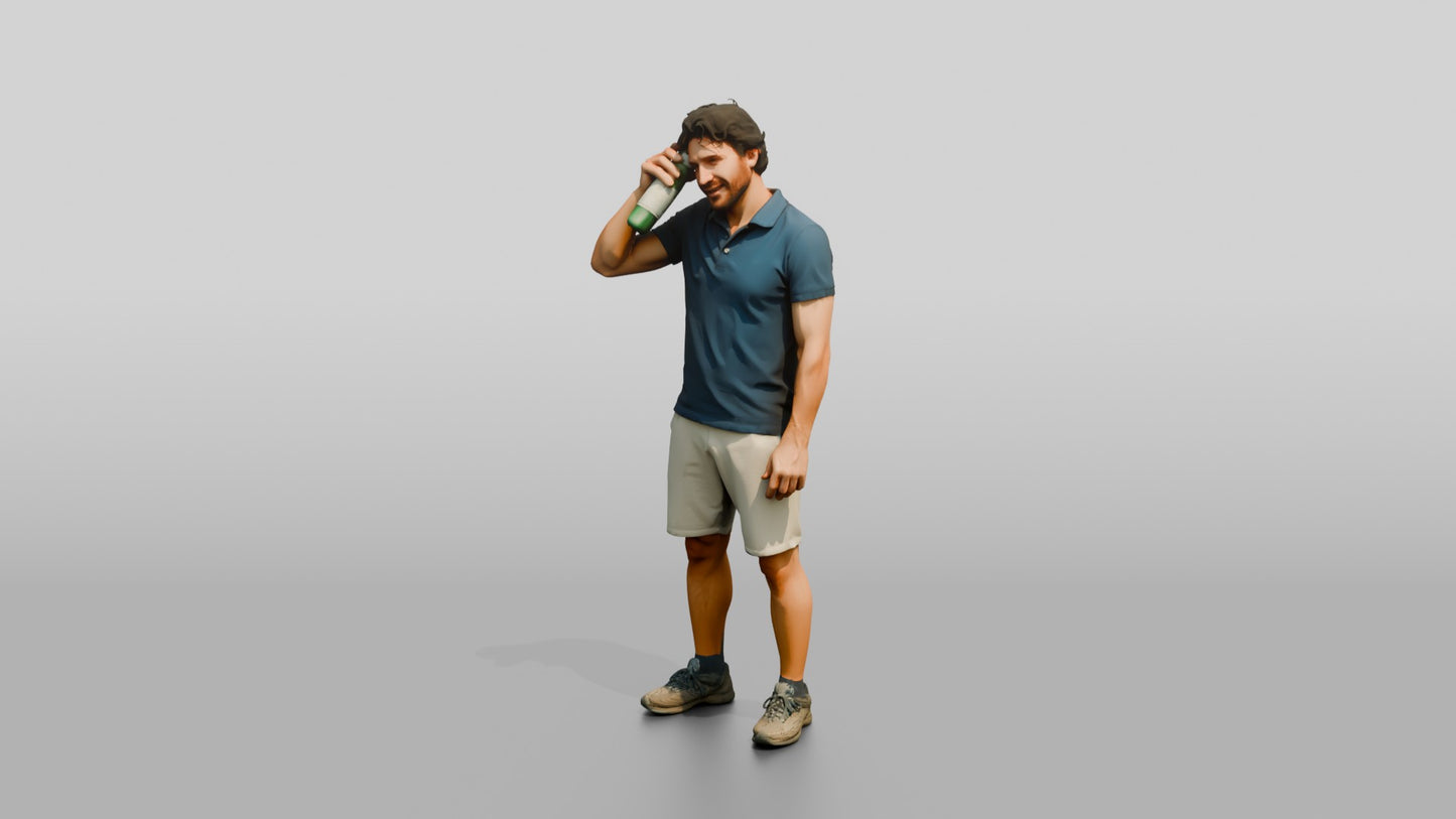 Tall Muscular Italian Man Holding a Cold Water Bottle
