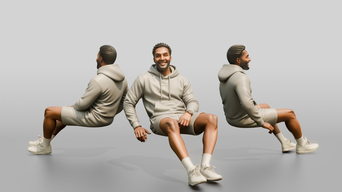 African-American Man in Fleece Athleisure Set