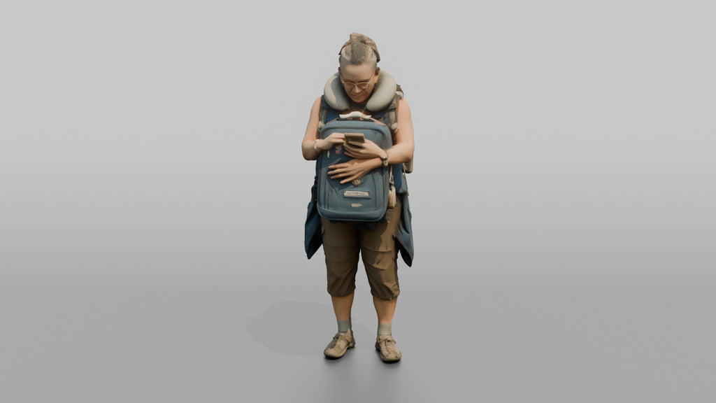 Traveler Hugging Her Carry-On Bag