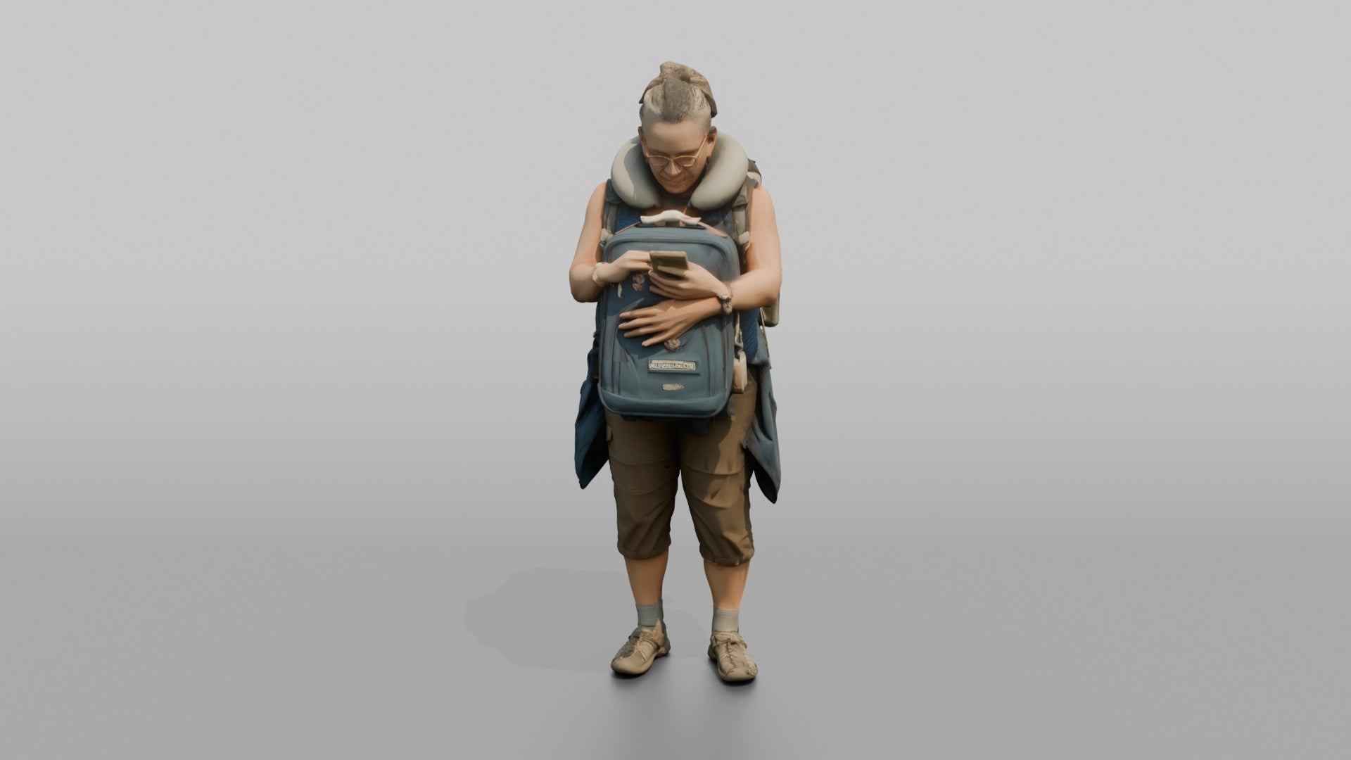 Traveler Hugging Her Carry-On Bag