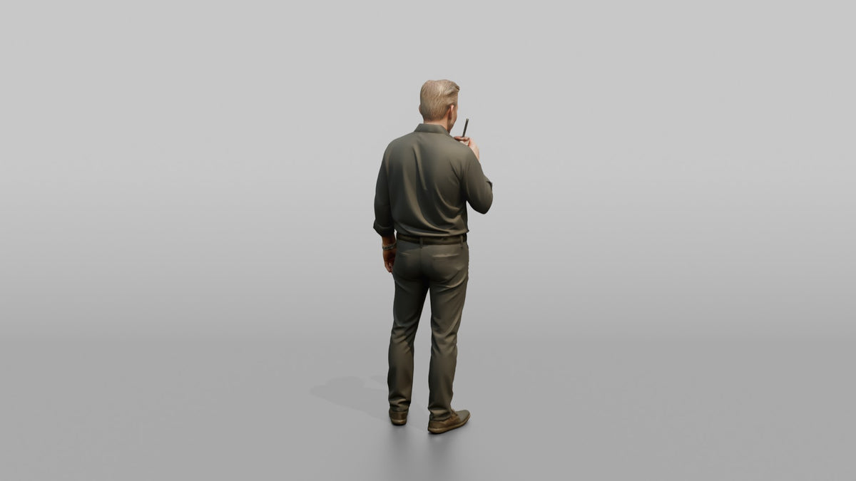 Patron Man Standing Sipping A Cocktail Through A Straw - 3D character model, view 3