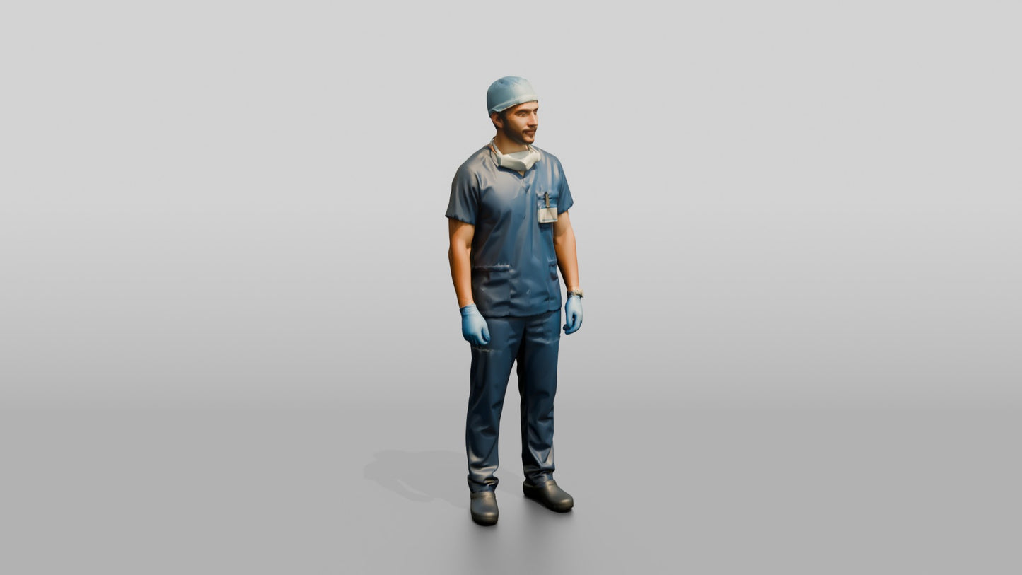 Young Hispanic Man Doctor Standing Straight
