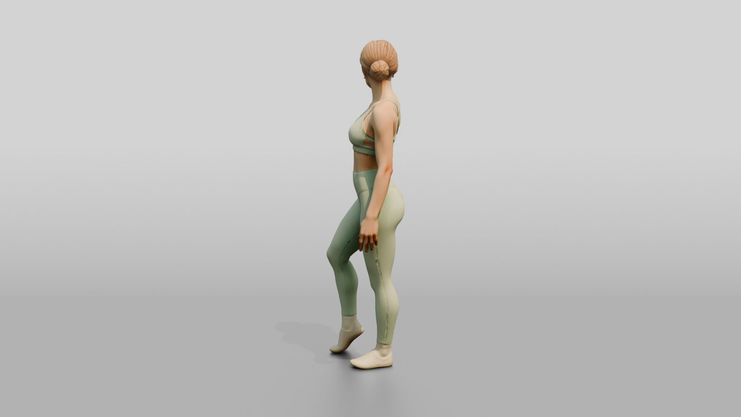Blonde Woman Standing in Mint Green Activewear