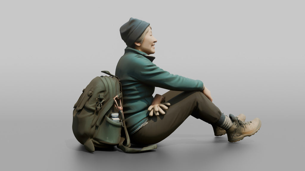 Hiker Sitting with Legs Stretched Out