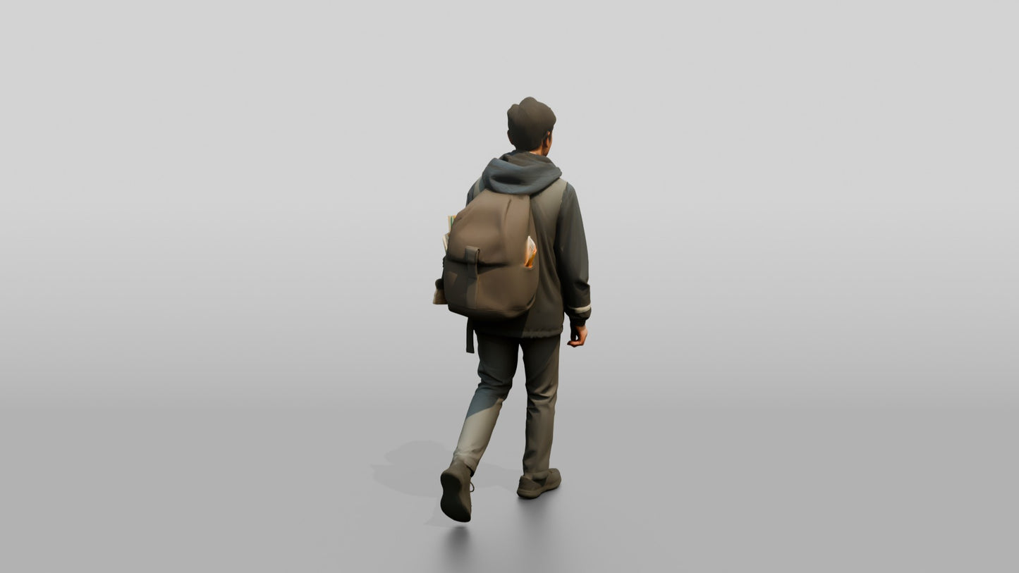 Indian Teen Boy Walking Home from School