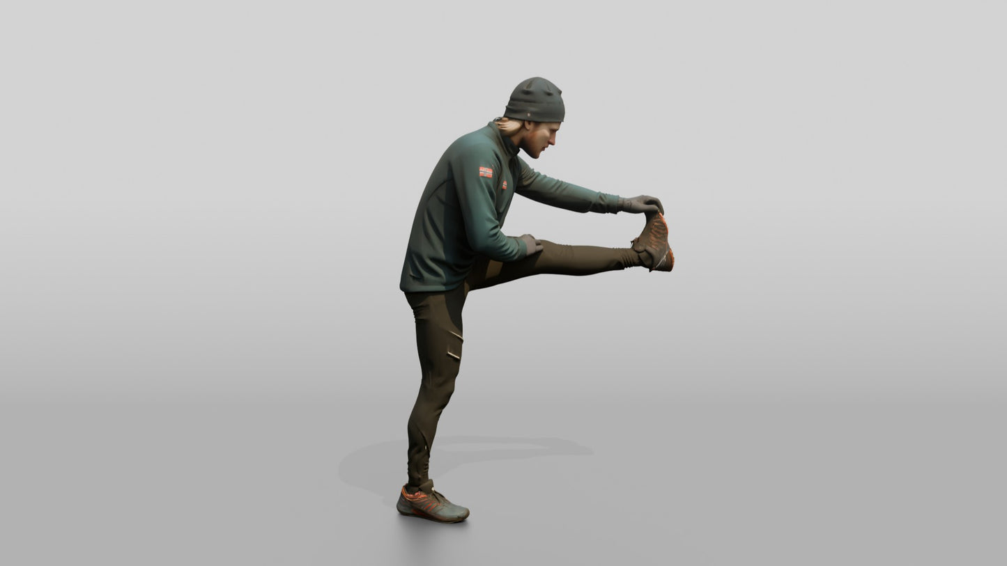 Norwegian Man Stretching Before a Run