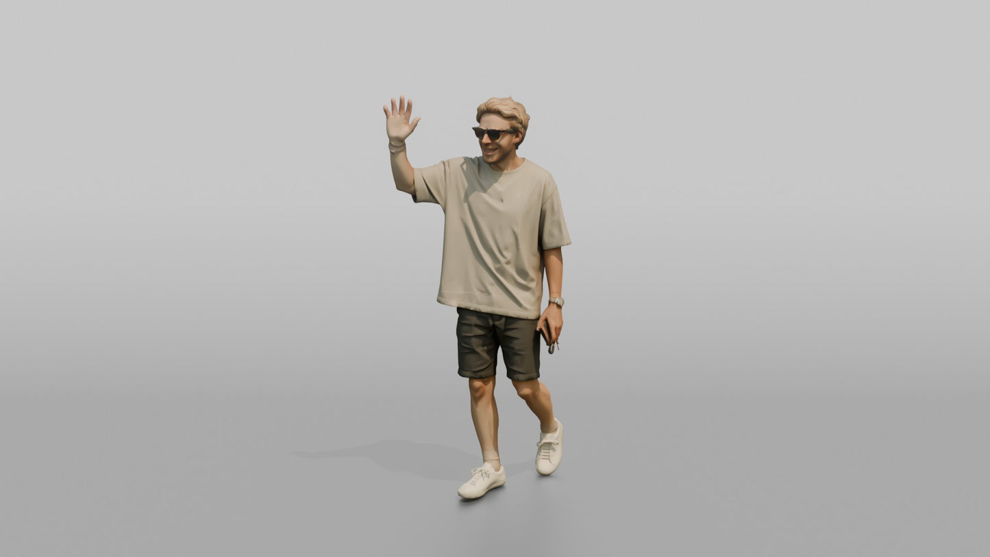 Scandinavian Man Waving to a Friend