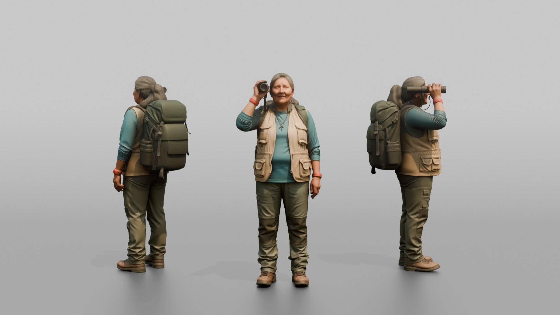 Hiker Holding Up a Pair of Binoculars