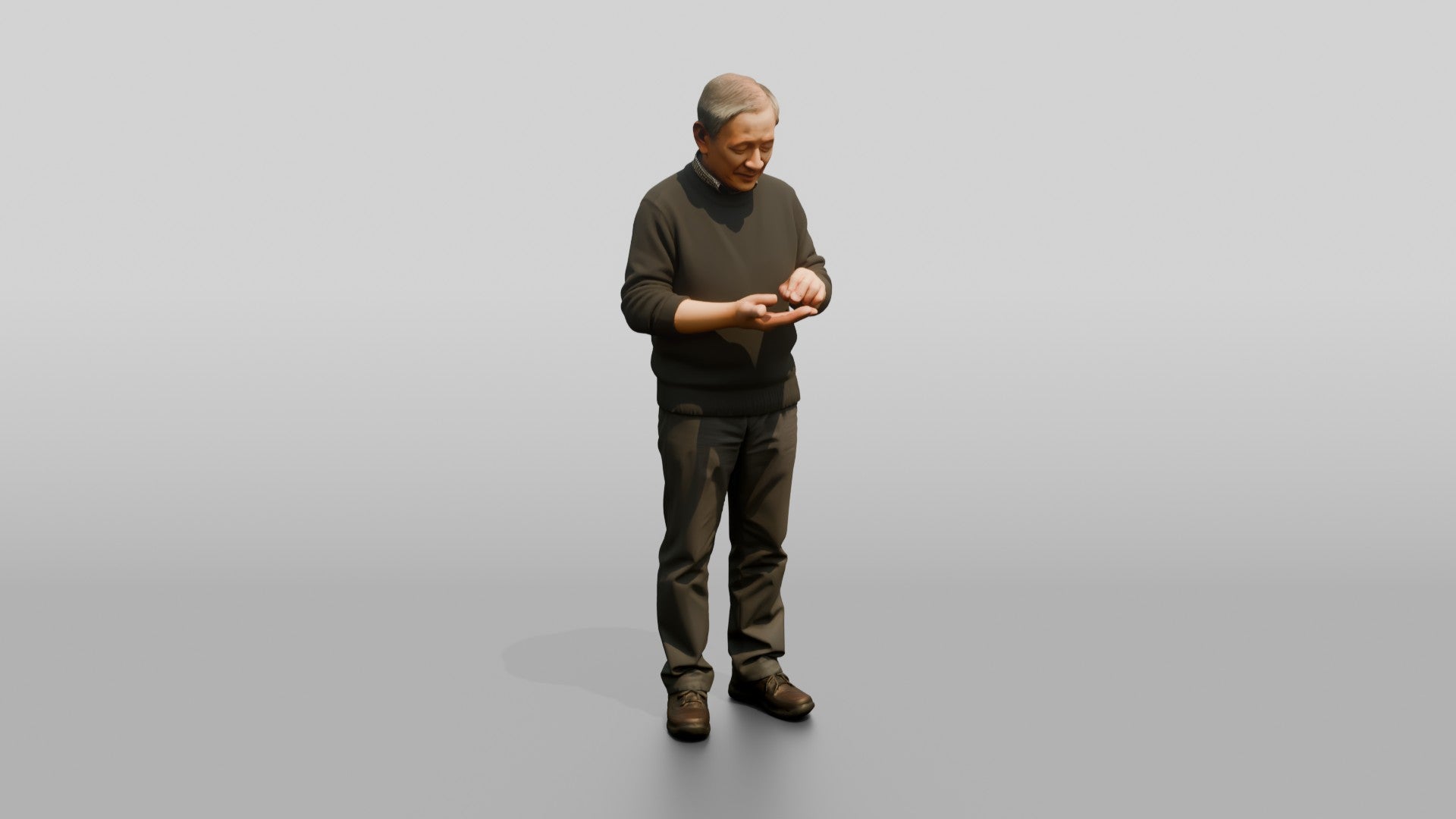 Homeless Man Counting Coins in His Open Palm