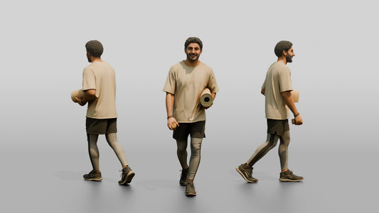 Walking Man with Mat and Bottle