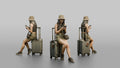 Traveler Resting On Her Suitcase