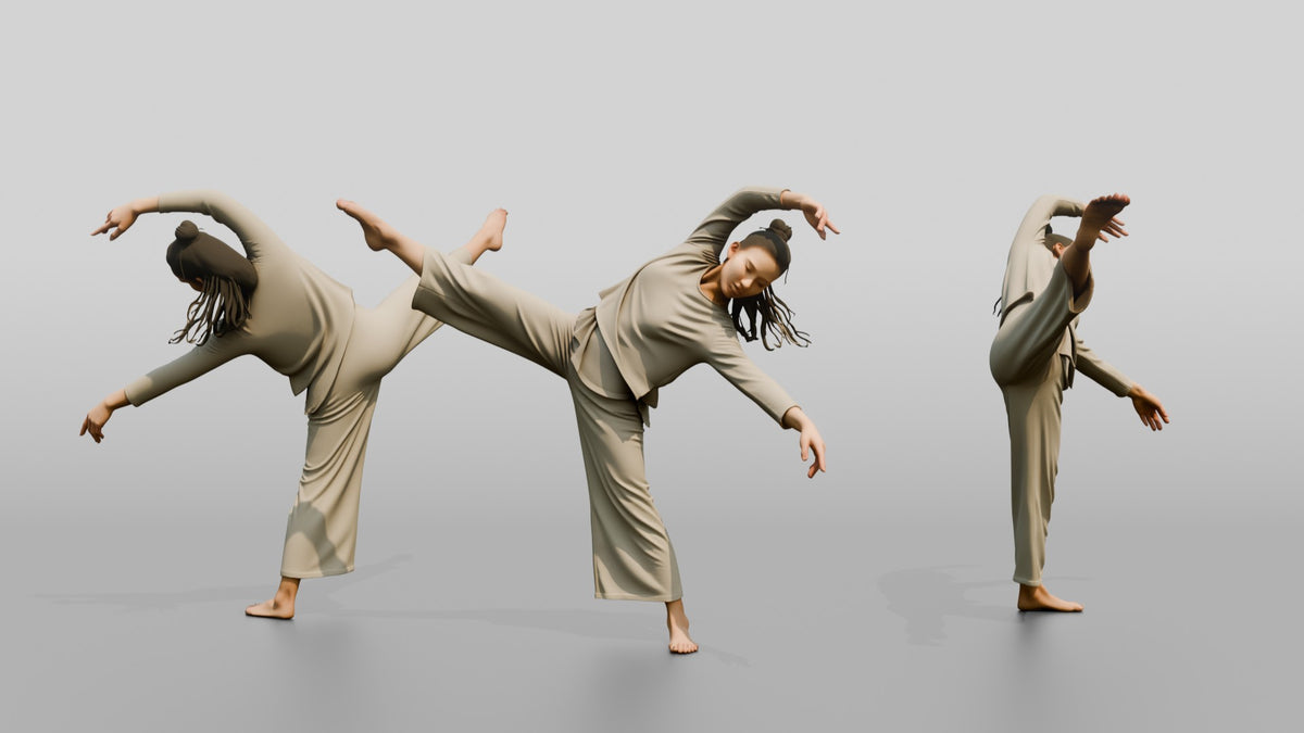 Chinese Woman Dancer in Dynamic Pose - 3D character model