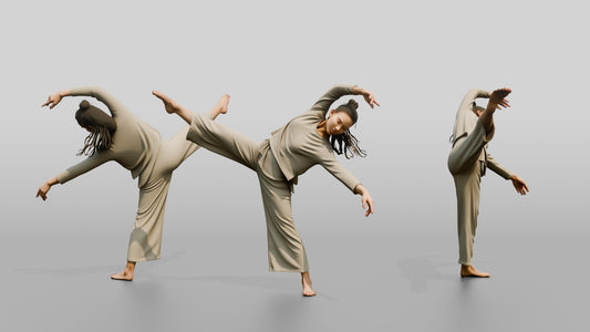 Chinese Woman Dancer in Dynamic Pose - 3D character model
