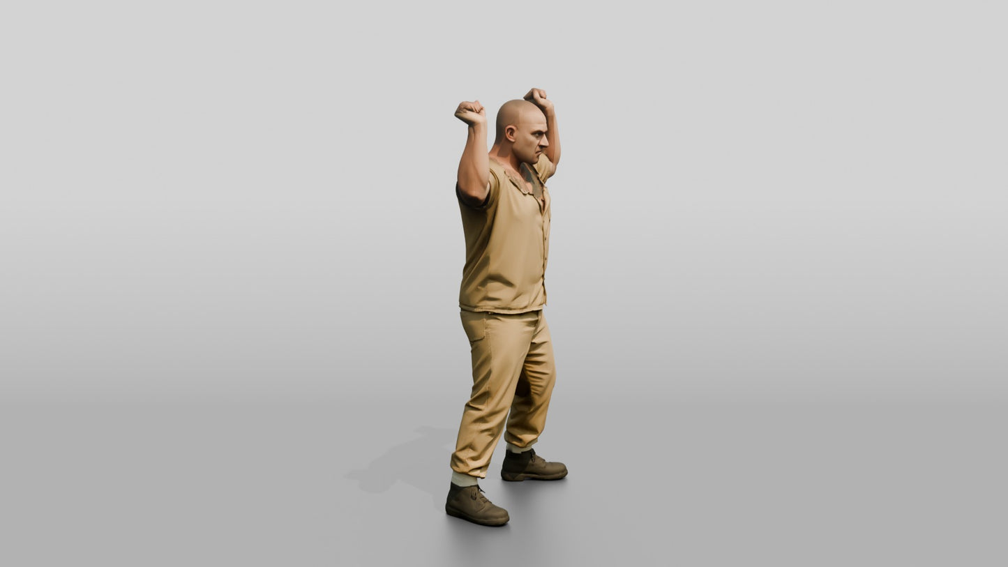 White Male Prisoner in a Khaki Uniform