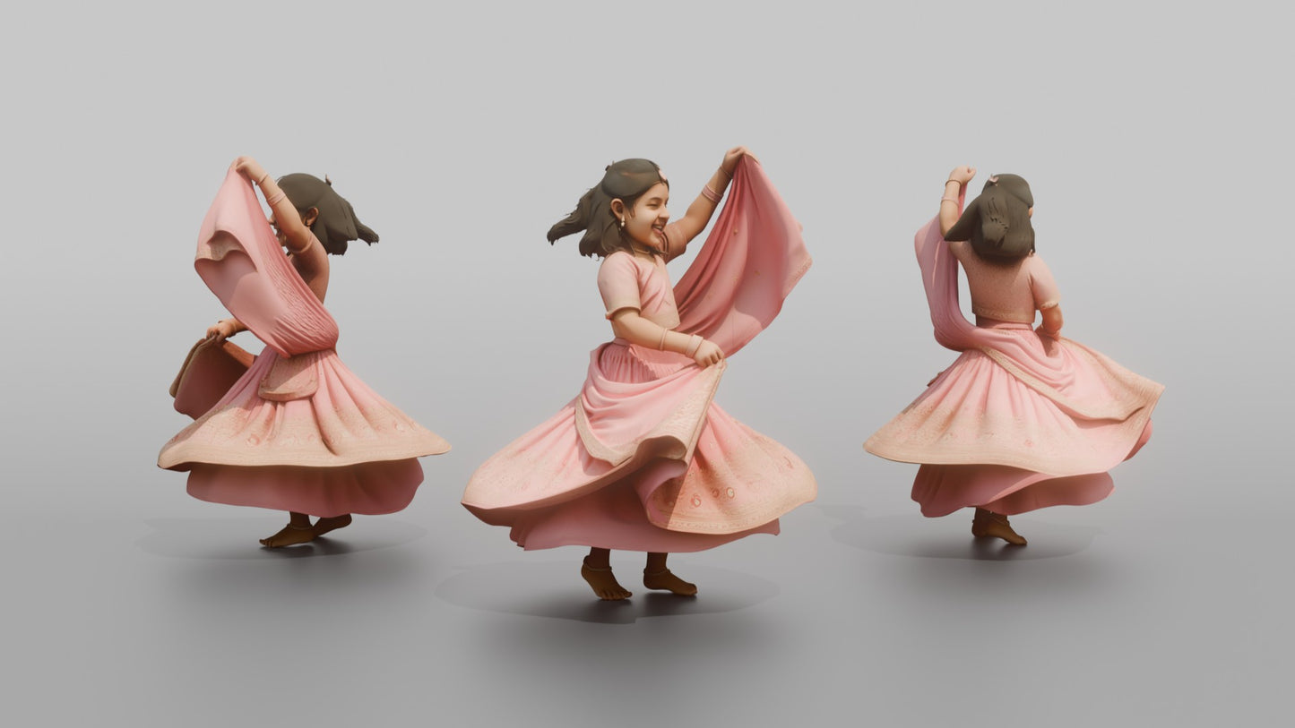Flower Girl Spinning in a Pink Lehenga