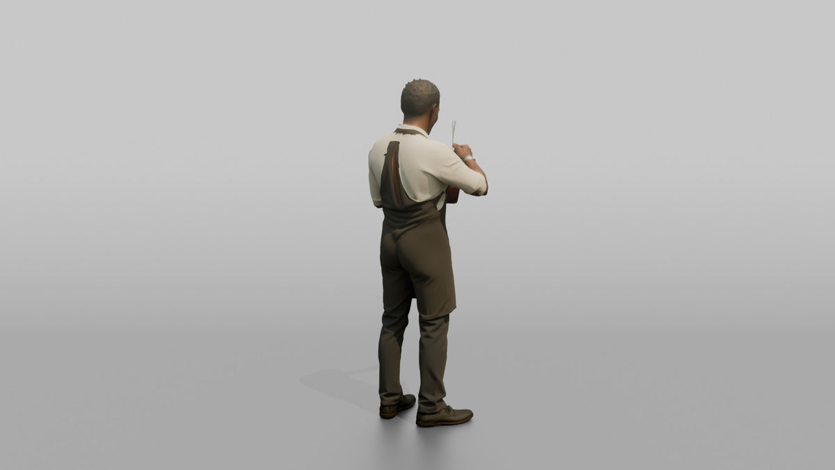 Bartender Man Mixing A Drink With A Bar Spoon - 3D character model, view 3