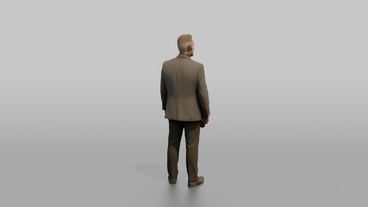 Door Staff Man Holding A Flashlight - 3D character model, view 3