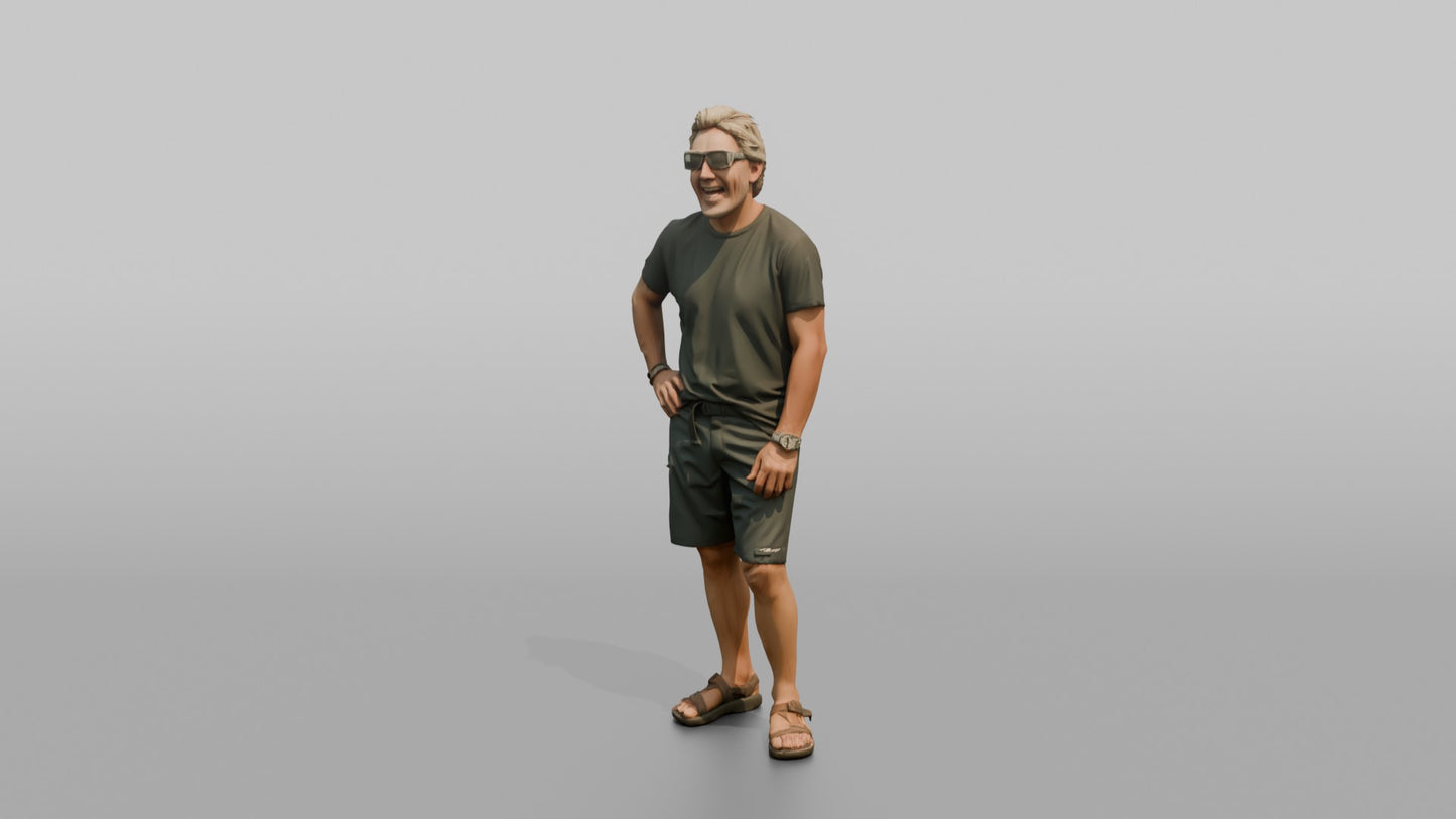 Rugged Surfer Laughing on the Beach