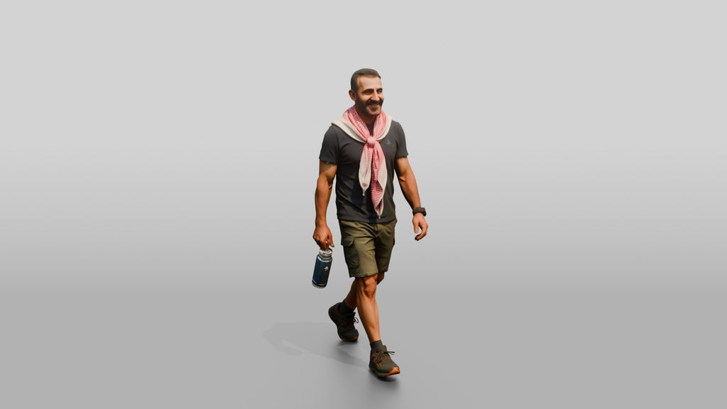 Athletic Middle-Aged Jordanian Man in Keffiyeh