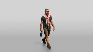 Athletic Middle-Aged Jordanian Man in Keffiyeh - 3D character model, view 1