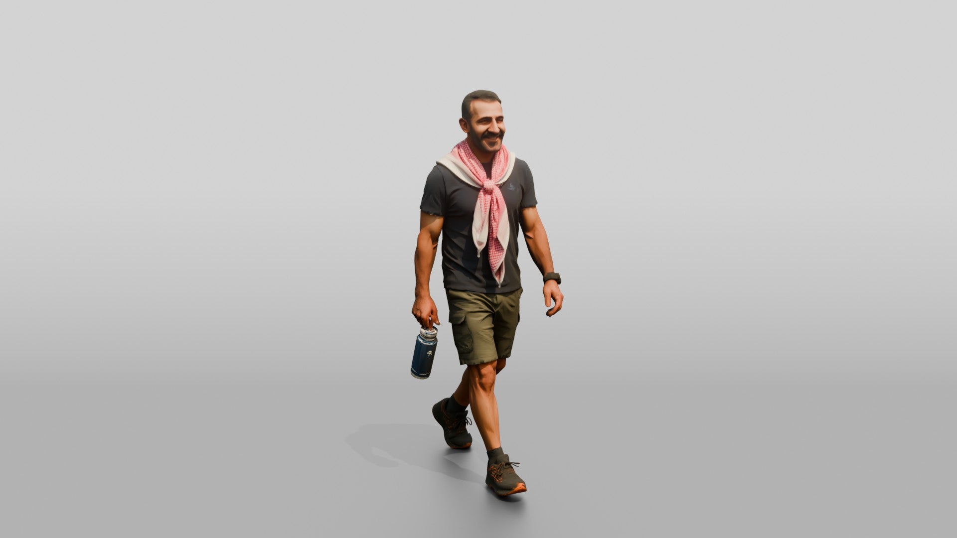 Athletic Middle-Aged Jordanian Man in Keffiyeh