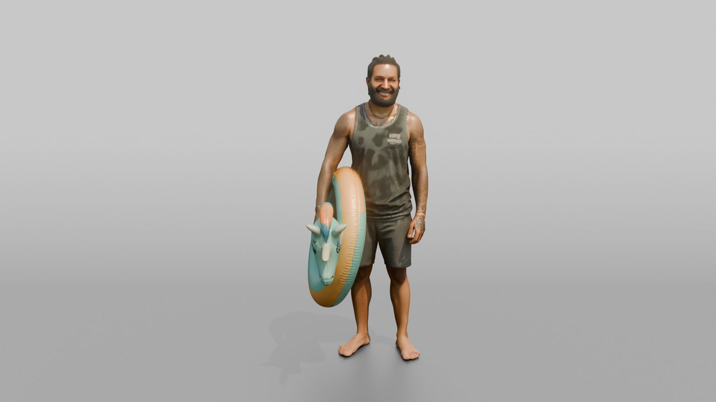 Vacationer Wearing Graphic Vest