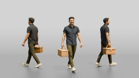 Man Carrying Wicker Picnic Basket