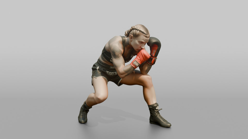 Boxer Low Ducking Weave Defensive Stance