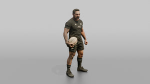 Maori Player Holding the Ball with a Mouthguard Bite - 3D character model, view 1