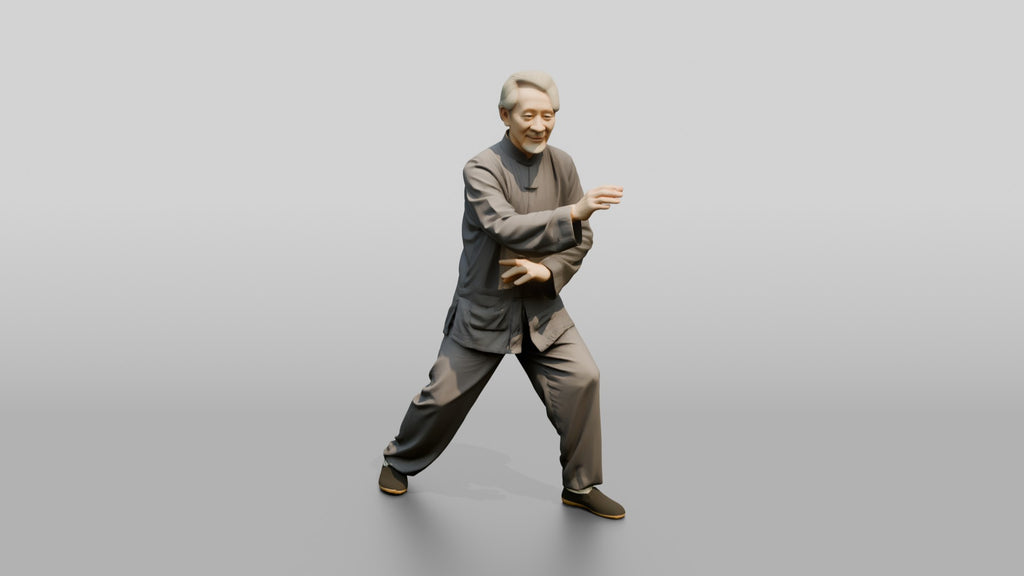 Elderly Chinese Man Practicing Tai Chi