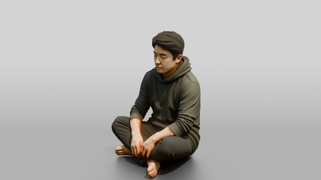 Homeless Man Looking Unfocused While Seated on the Floor