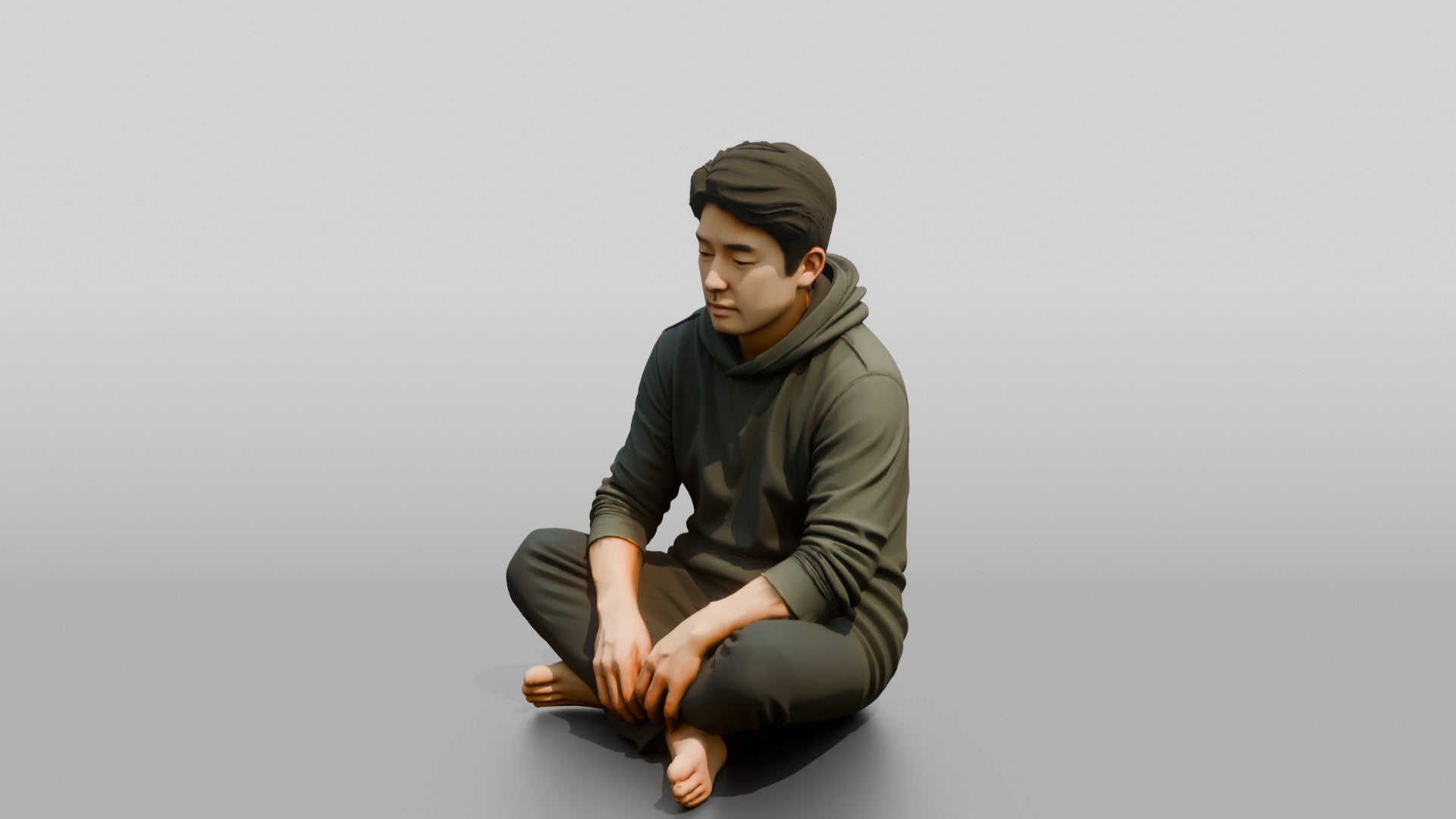 Homeless Man Looking Unfocused While Seated on the Floor