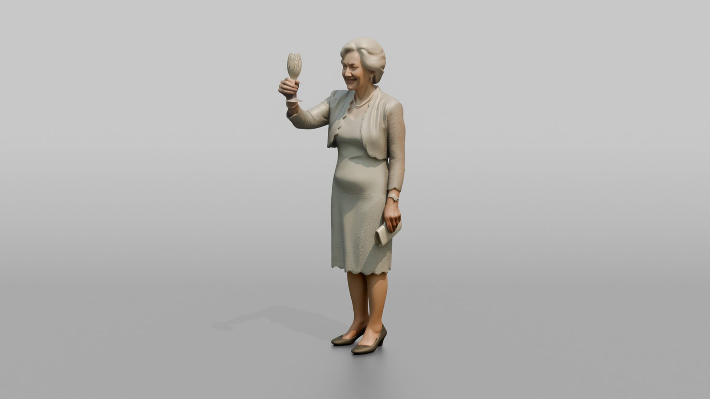Elderly Wedding Guest Raising a Champagne Flute