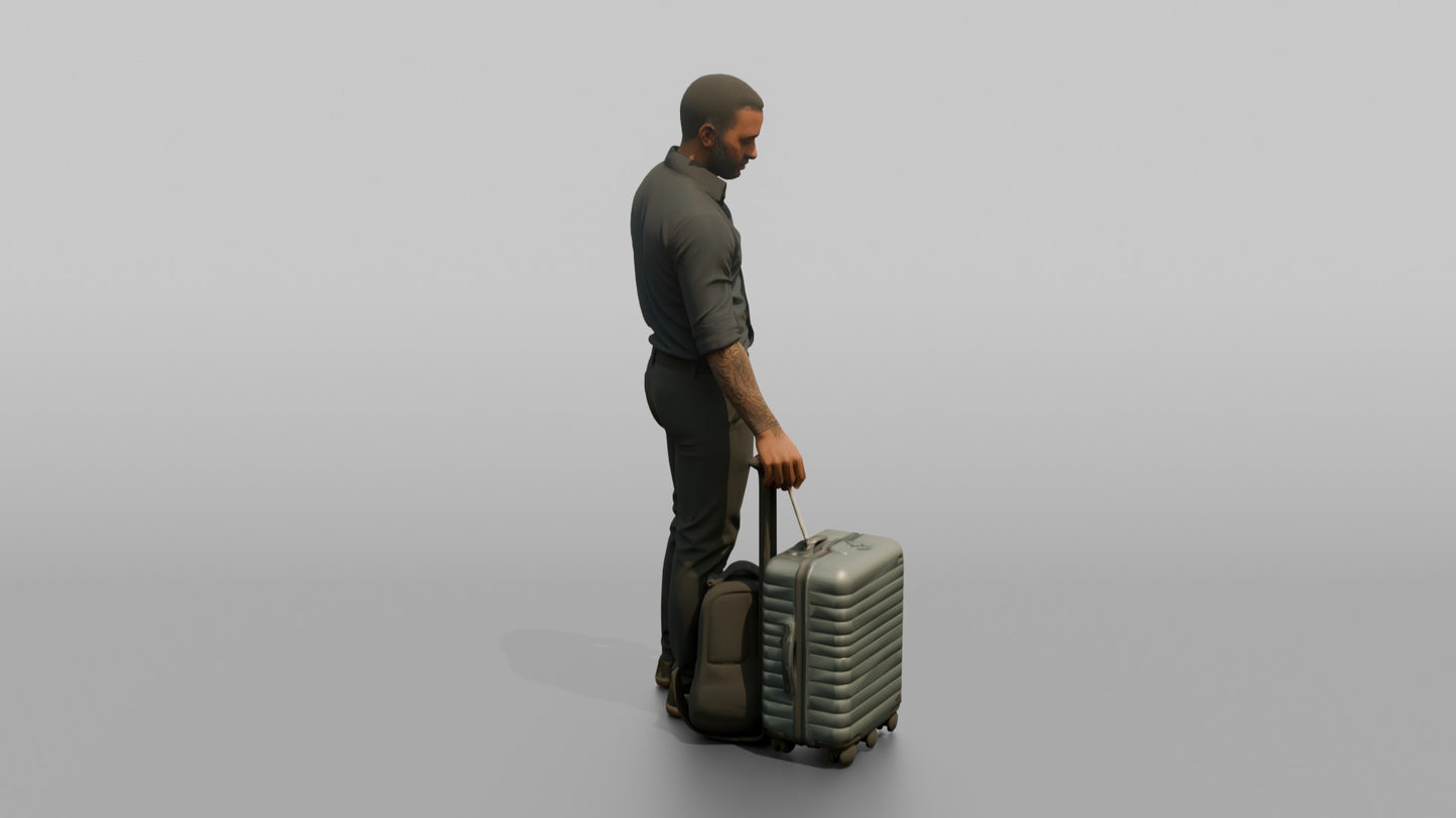 Vacationer Wearing Fitted Shirt And Trousers