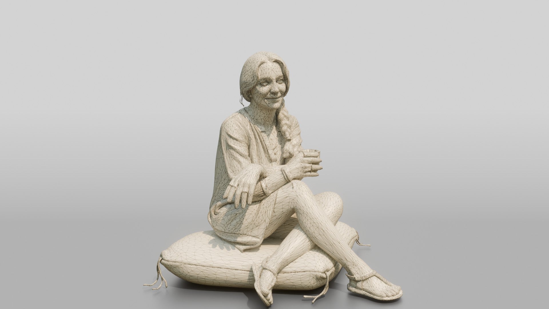 Woman Sitting Cross-Legged in Olive