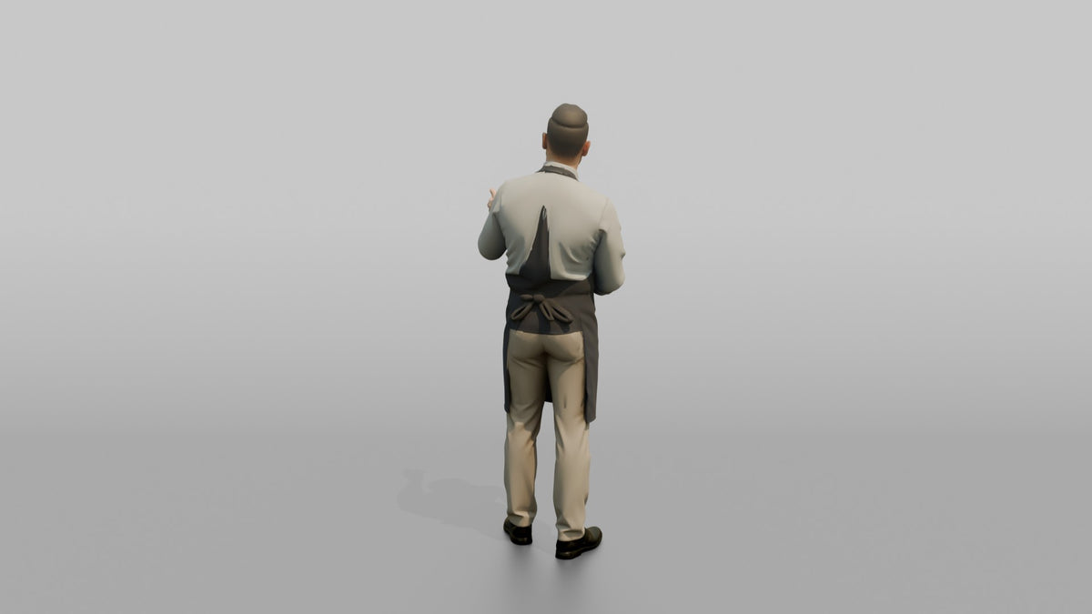 Man Sales Associate Demonstrating A Blender To A Customer Off-frame - 3D character model, view 3