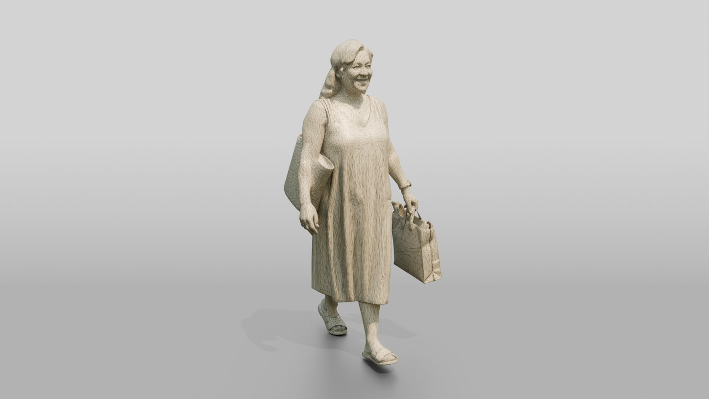 Curvy Middle-Aged Italian Woman Holding a Paper Shopping Bag