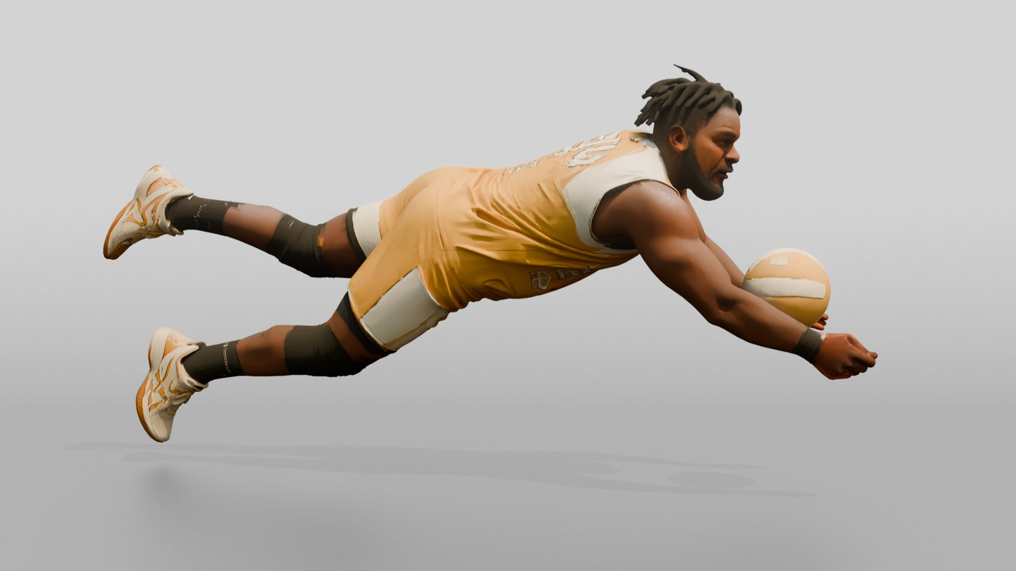 Black Male Volleyball Player in Gold and White Uniform
