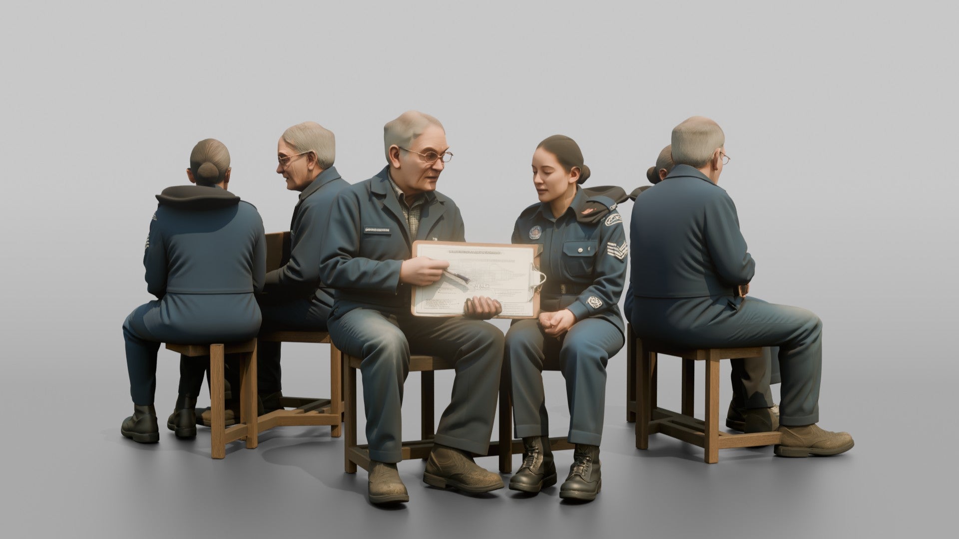 Engineer Explaining a Schematic to a Cadet