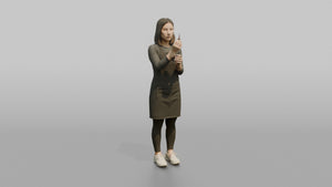 Nail Technician Woman Holding A Nail Polish Brush Up To Inspect It - 3D character model