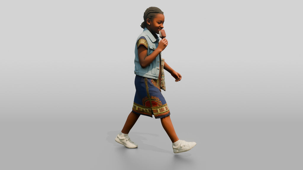 African Girl Eating an Ice Cream Bar