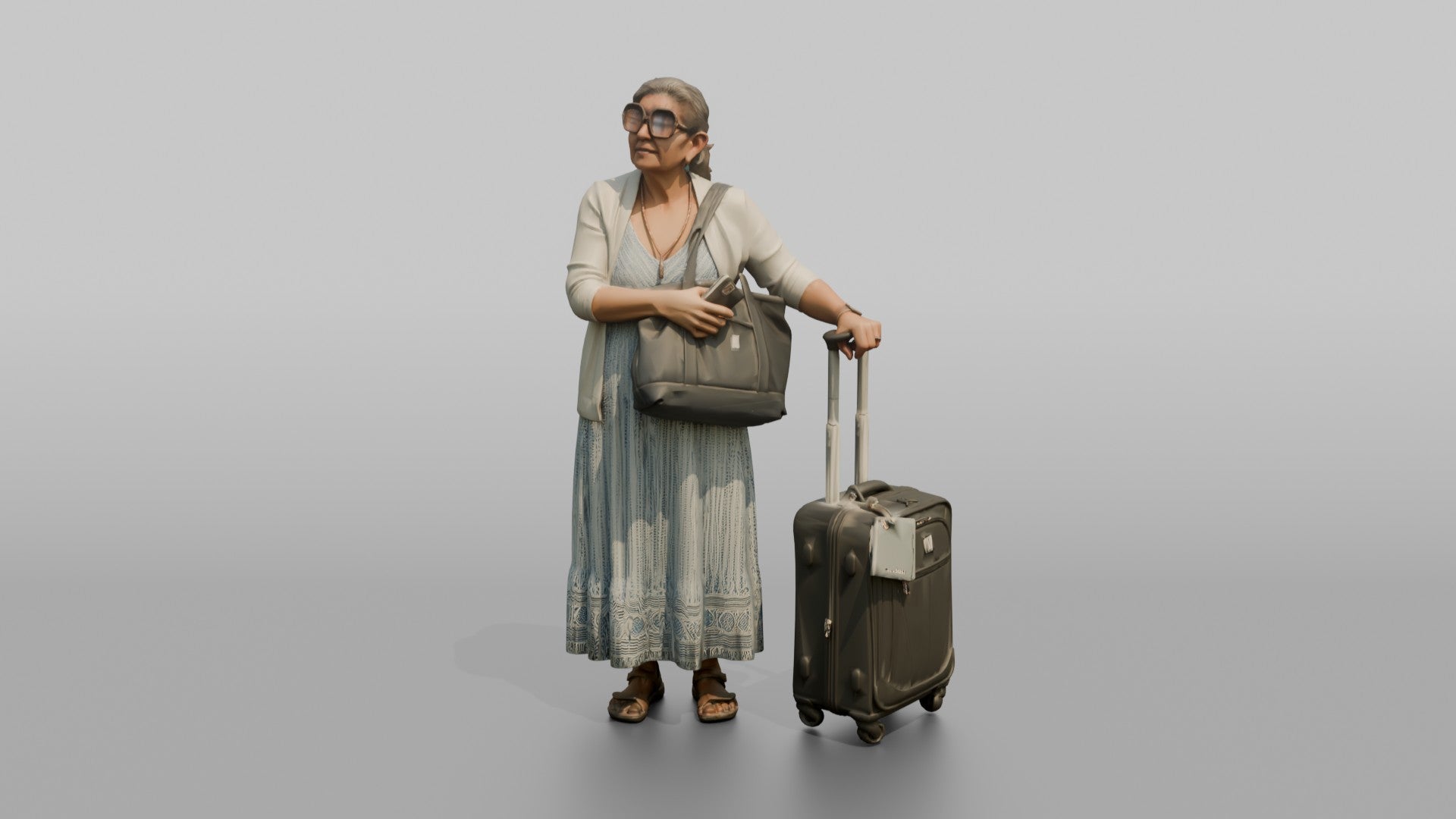 Traveler Hugging Her Carry-On Bag