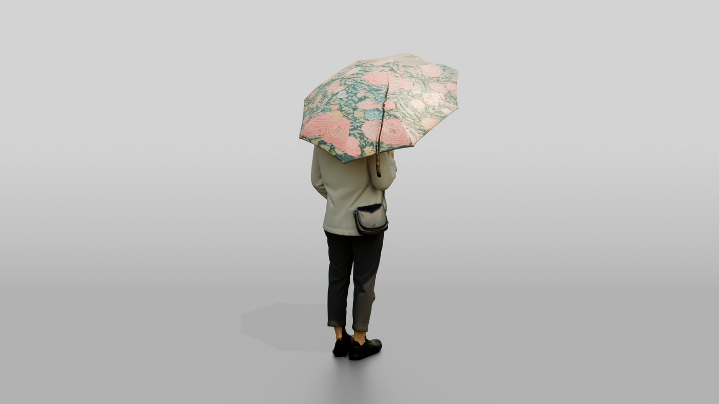 Southeast Asian Woman in White Rain Jacket