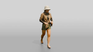 Woman Tying Linen Shirt at Waist - 3D character model, view 1