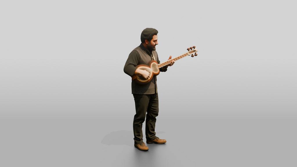 Tar Player Plucking Long-Necked Tar