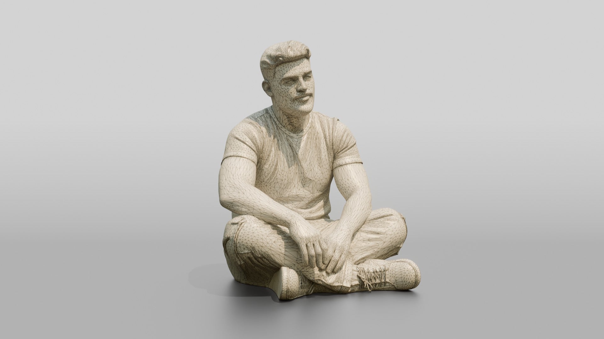 Homeless Man Sitting Cross-legged