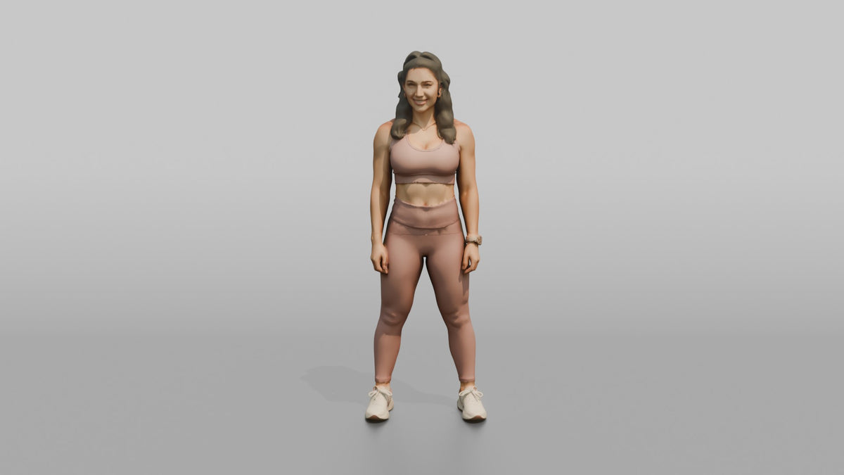 Fitness Influencer Woman Standing Tall, Confident Posture - 3D character model, view 5