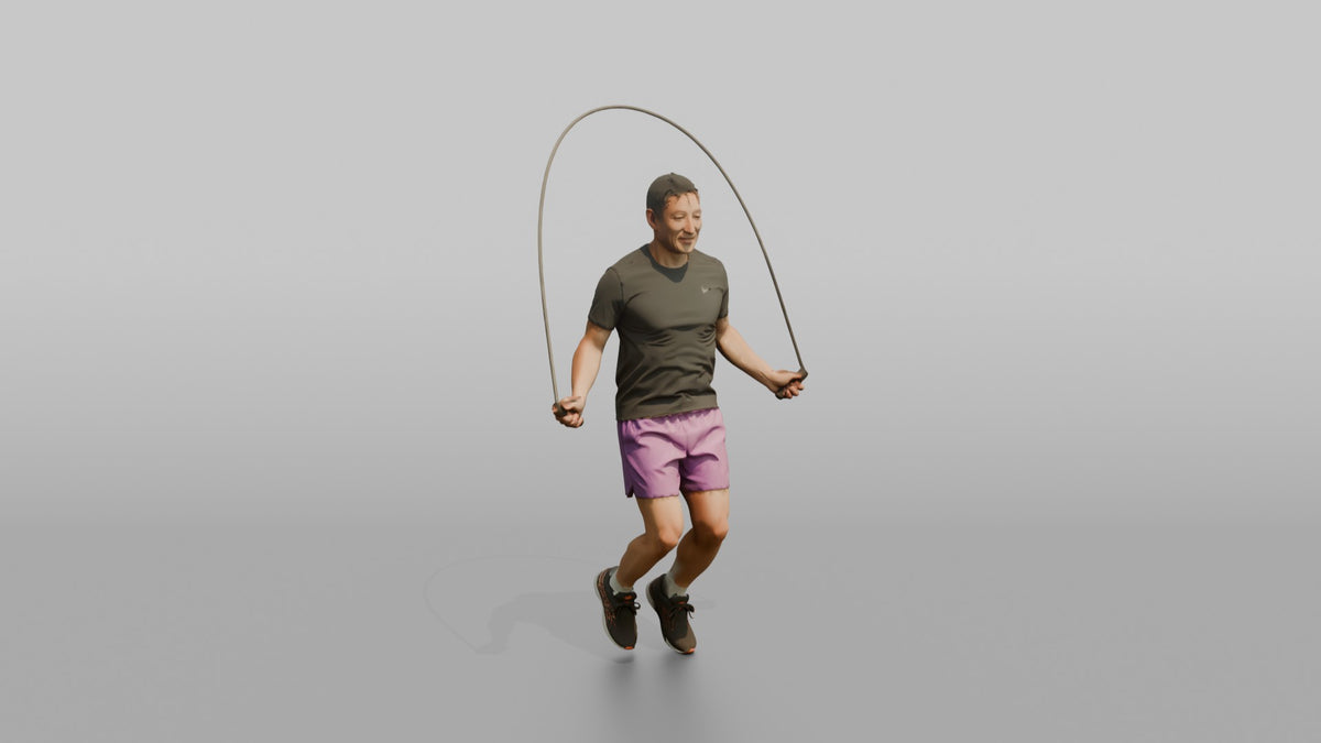 Cardio Athlete Man Mid-jump With A Jump Rope - 3D character model